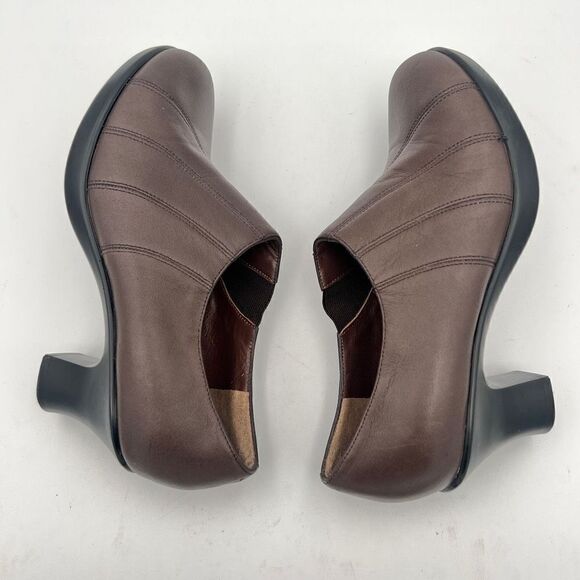 Dansko Slip-On Clog Comfort Shoes Women's 7.5 Brown Leather Elastic Side Panel - Picture 4 of 10